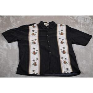 Campia Moda Shirt Mens XL Pineapple Palm Tree Embroidered Hawaiian‎ Tropical